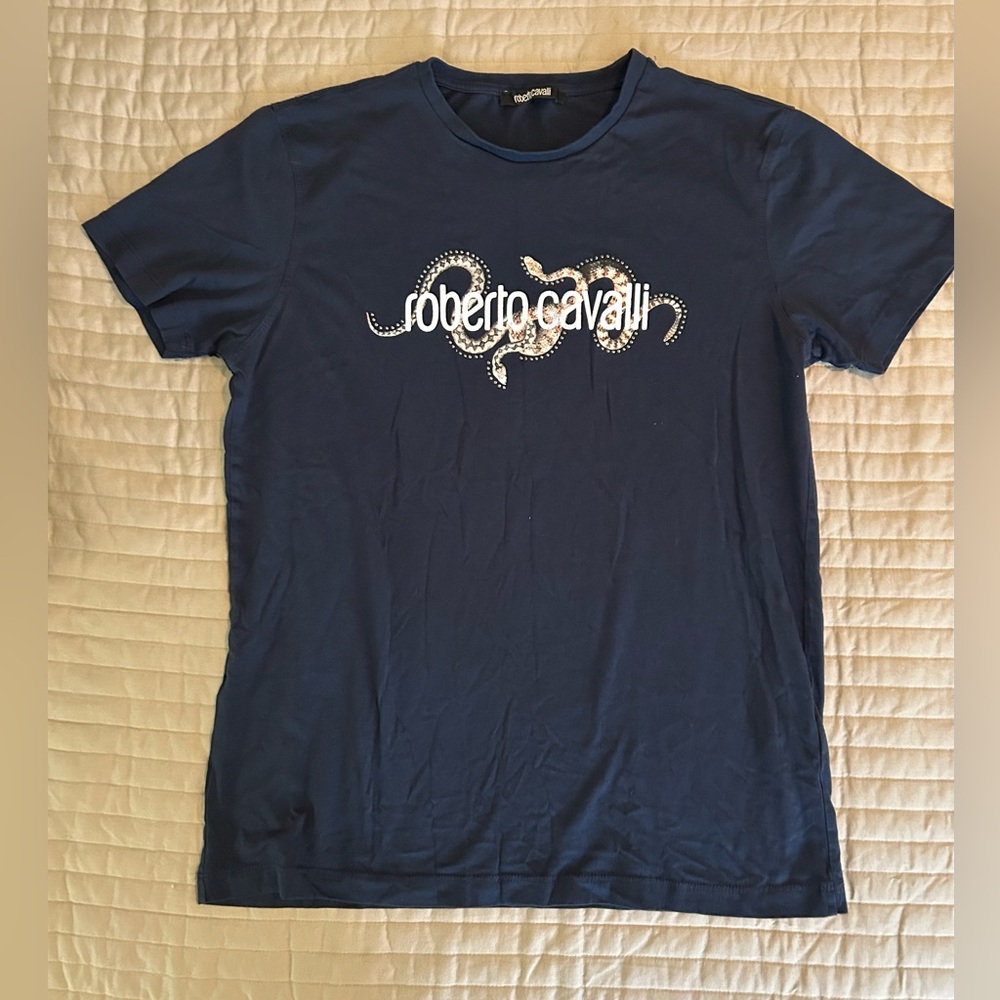 Roberto Cavalli Dark Blue Short Sleeve Tee